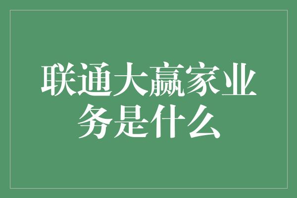 联通大赢家业务是什么