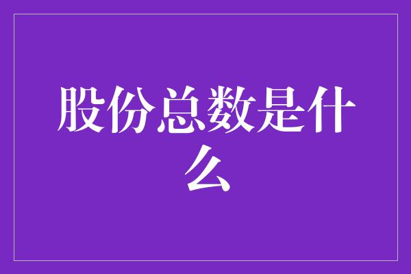 股份总数是什么