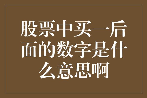 股票中买一后面的数字是什么意思啊