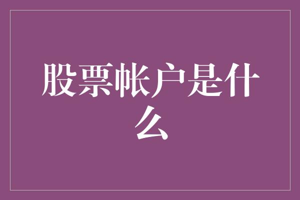 股票帐户是什么