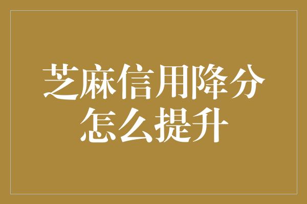 芝麻信用降分怎么提升