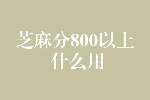 芝麻分800以上 什么用