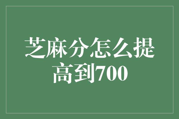 芝麻分怎么提高到700