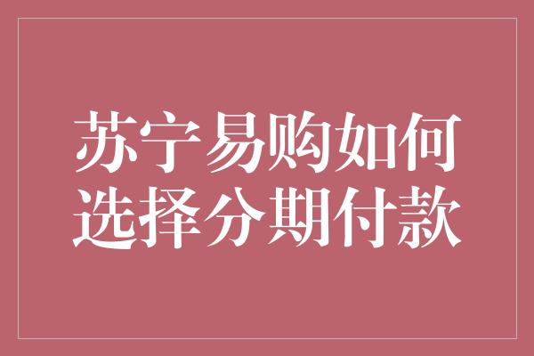 苏宁易购如何选择分期付款