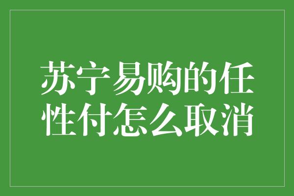 苏宁易购的任性付怎么取消