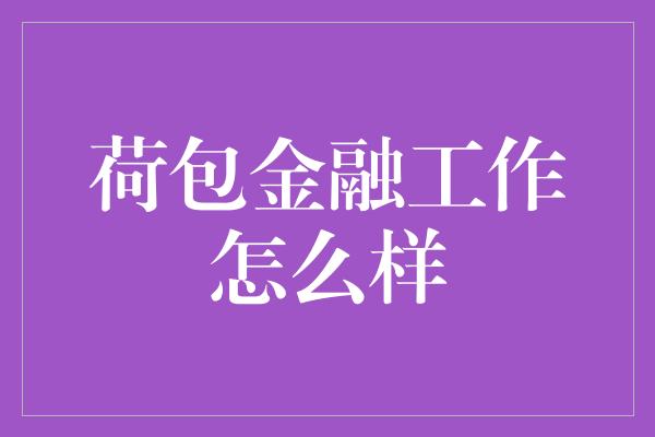 荷包金融工作怎么样