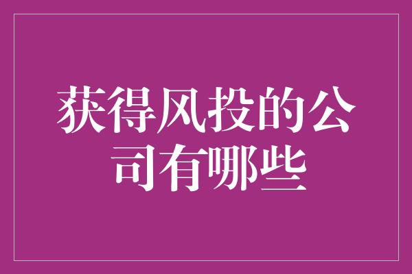 获得风投的公司有哪些