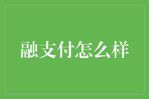 融支付怎么样