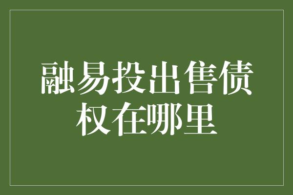 融易投出售债权在哪里