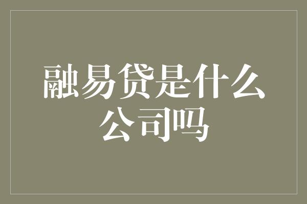 融易贷是什么公司吗