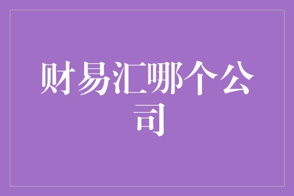 财易汇哪个公司