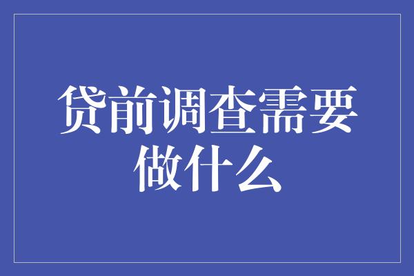 贷前调查需要做什么