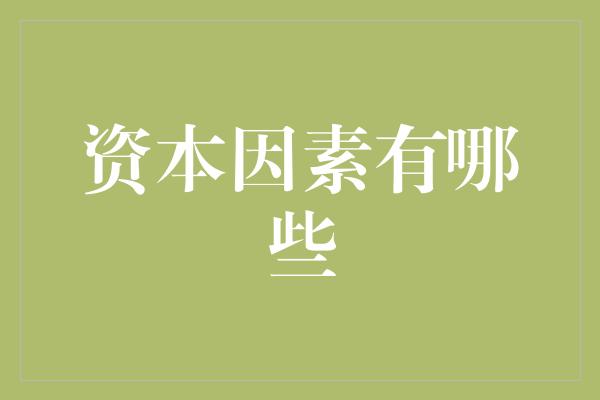 资本因素有哪些