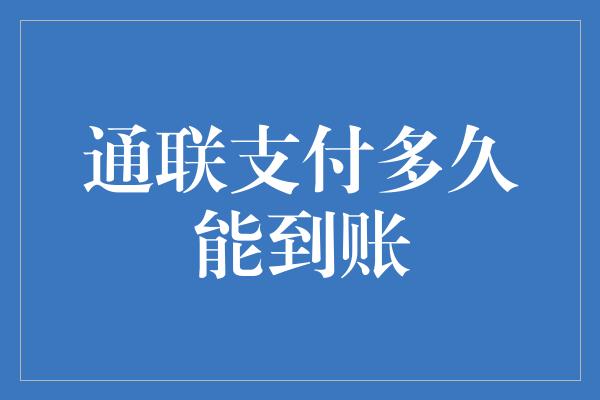 通联支付多久能到账