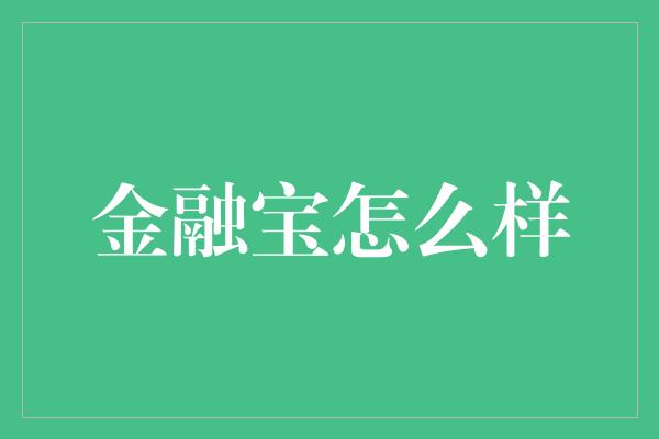 金融宝怎么样