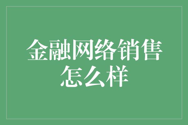 金融网络销售怎么样