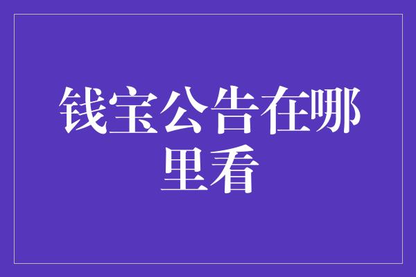 钱宝公告在哪里看