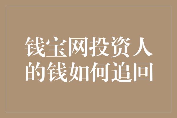 钱宝网投资人的钱如何追回