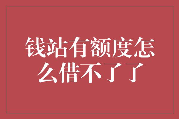 钱站有额度怎么借不了了