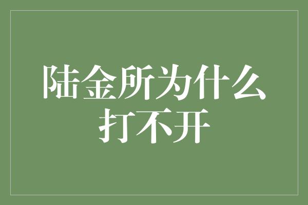 陆金所为什么打不开