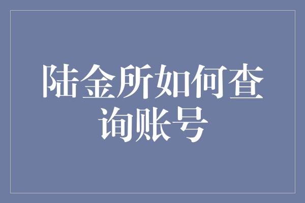 陆金所如何查询账号