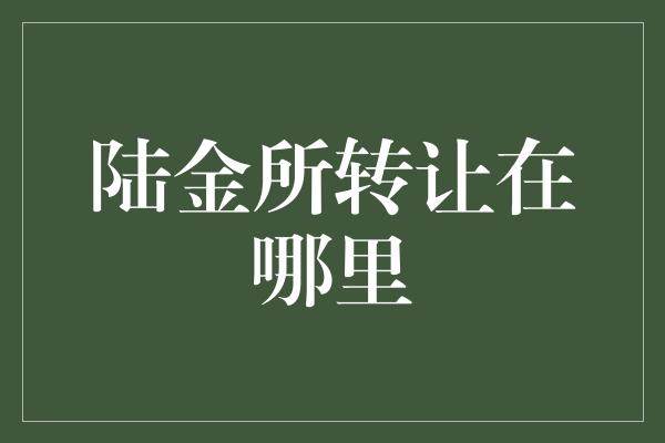 陆金所转让在哪里