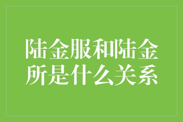 陆金服和陆金所是什么关系