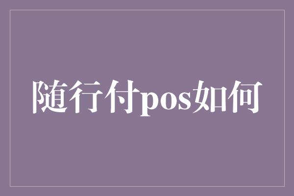 随行付pos如何