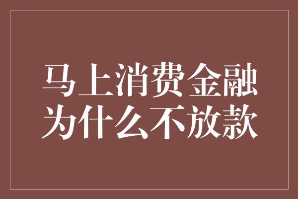 马上消费金融为什么不放款