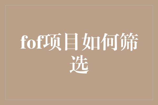 fof项目如何筛选