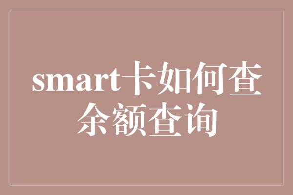 smart卡如何查余额查询