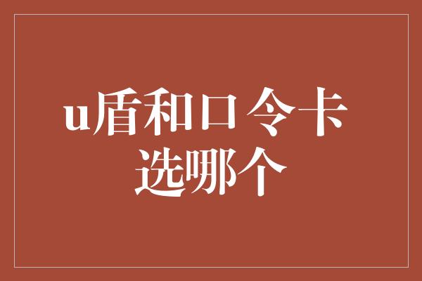 u盾和口令卡 选哪个