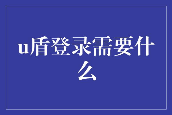 u盾登录需要什么