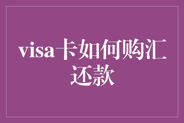 visa卡如何购汇还款